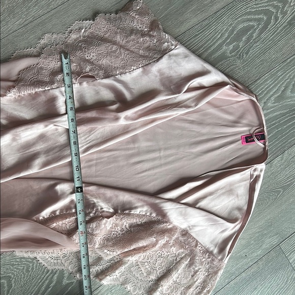 Satin Pink Lace Trim Dressing Gown - Picture 5 of 7
